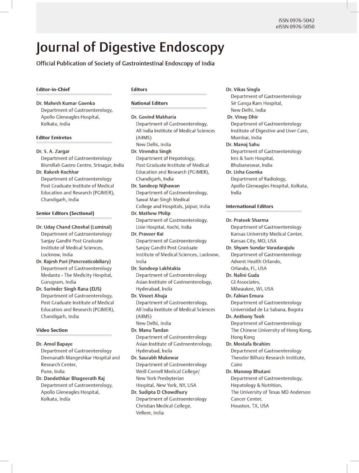Journal of Digestive Endoscopy Thieme Publisher China